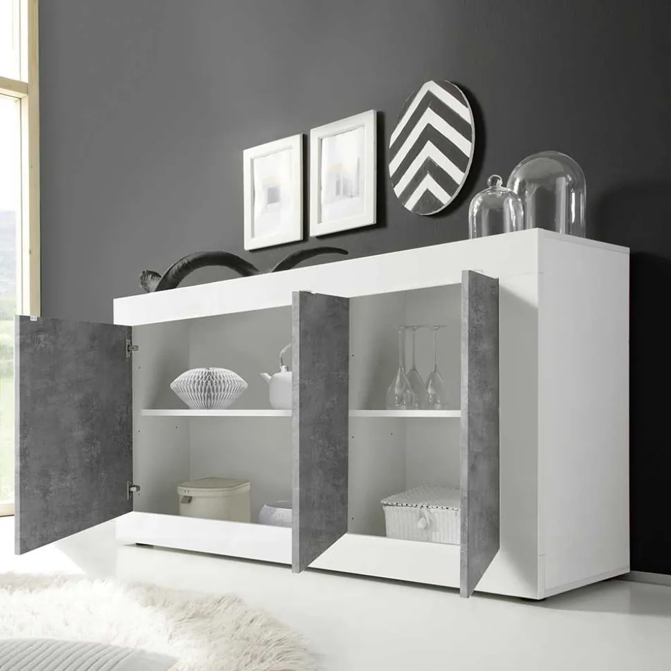 3-türiges Design-Sideboard in Beton Dekor - Narandu