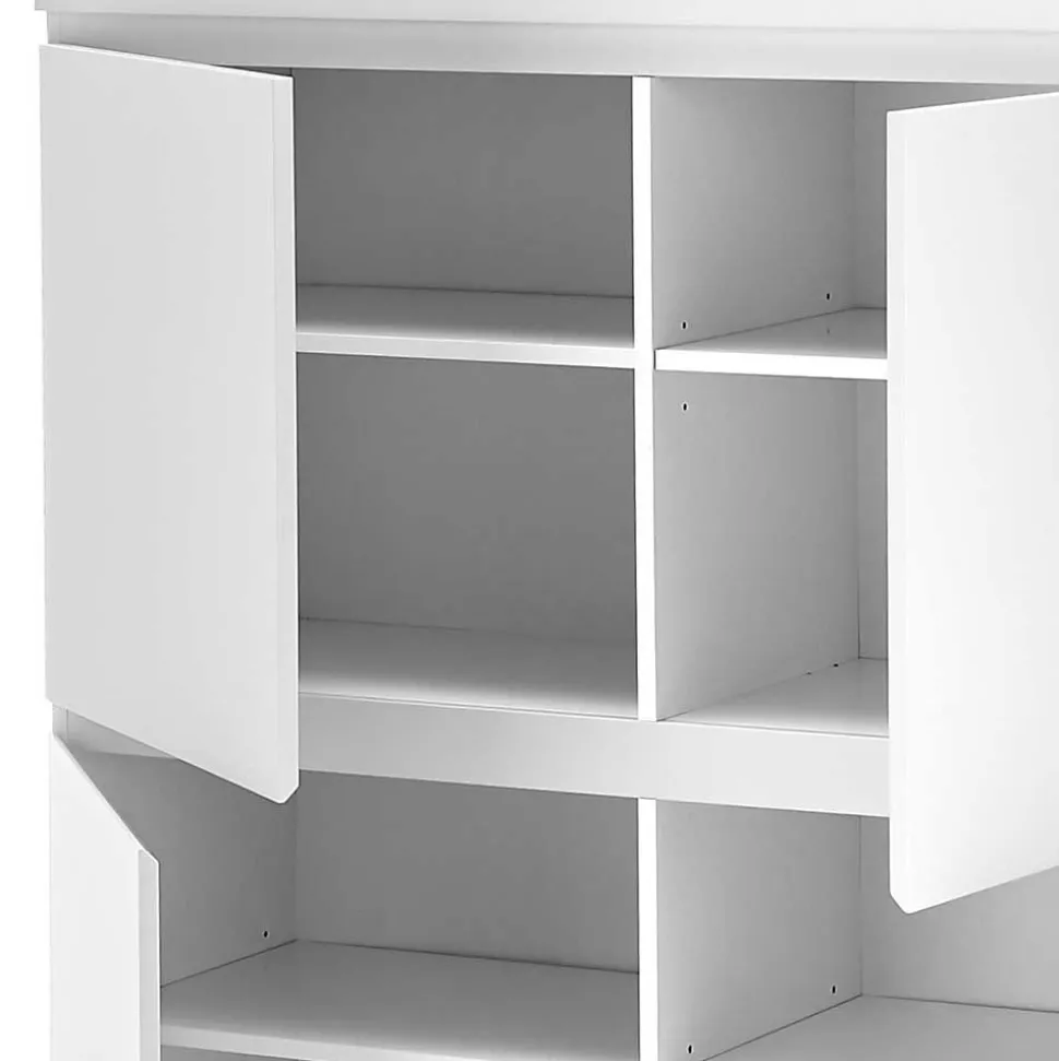 4-türiges Highboard in Weiß mit Schwarz - Atela