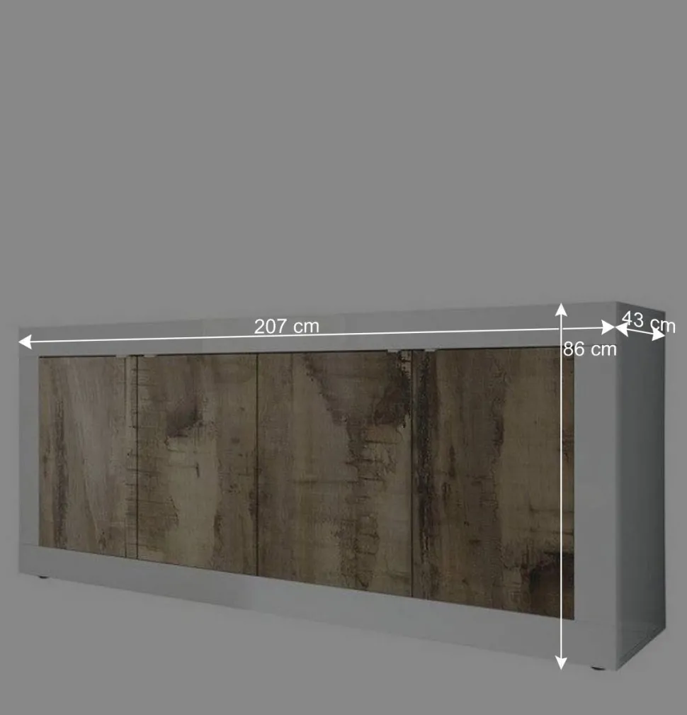 4-türiges Sideboard 207 cm breit - Olvenion