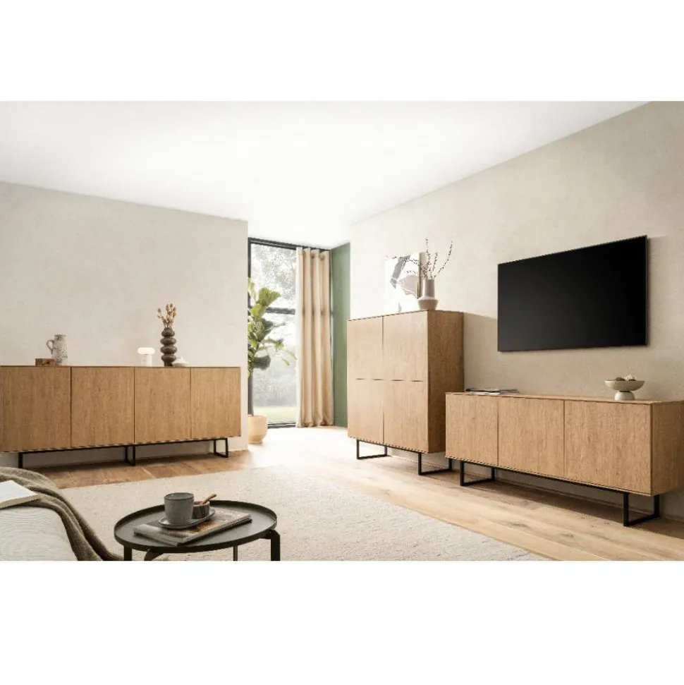 4-türiges Sideboard in Eiche Stone - Jaskin