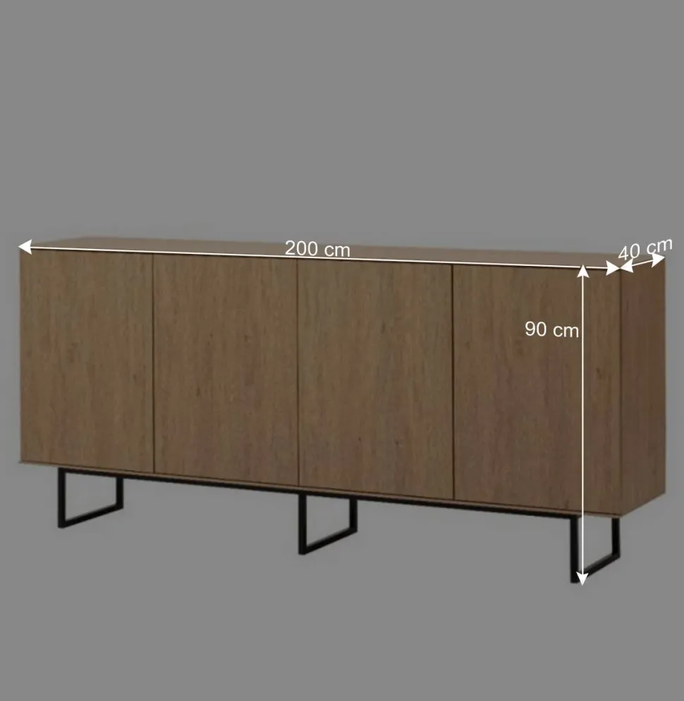4-türiges Sideboard in Eiche Stone - Jaskin