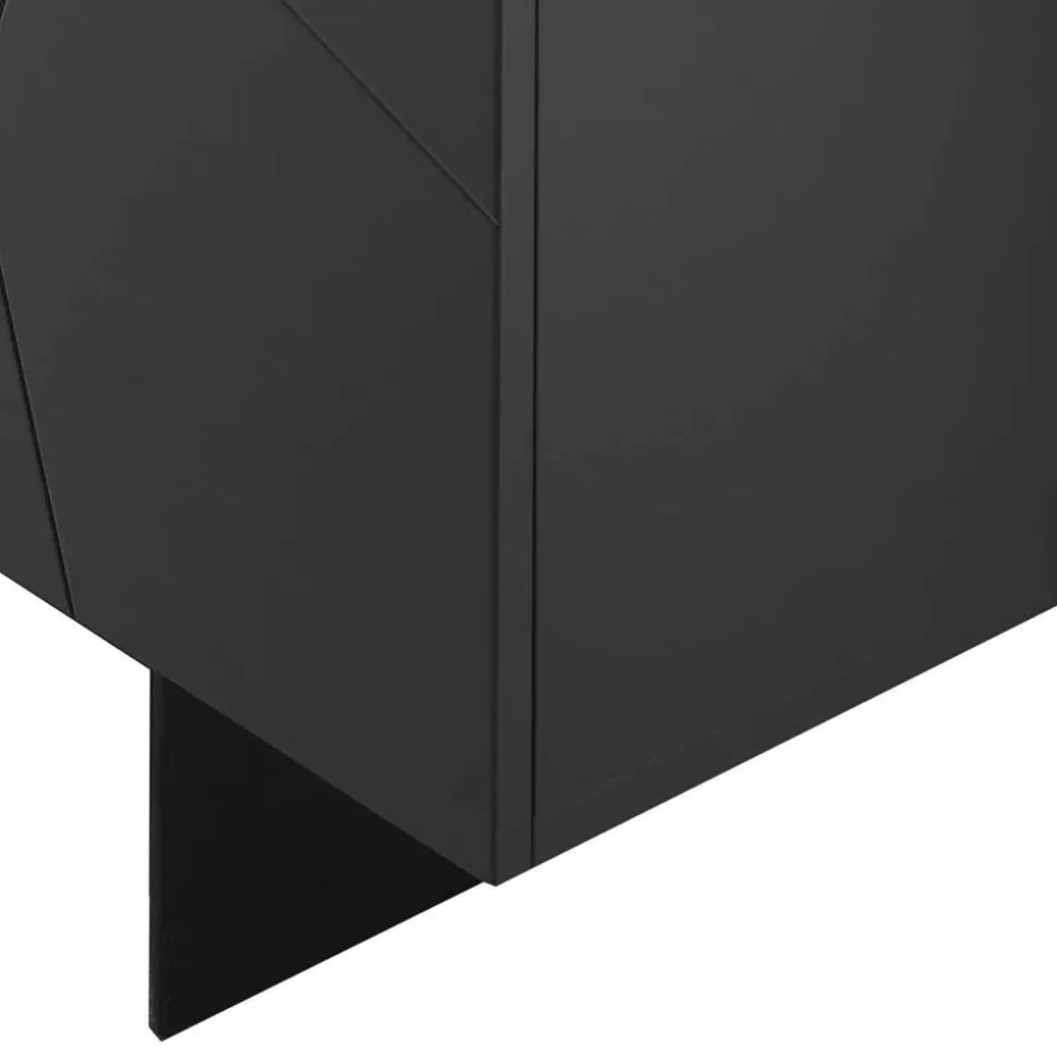 3-türiges Sideboard mit Marmor Einsätzen Schwarz - Wakes