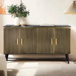 4-türiges Sideboard mit Marmor Platte - Hayato