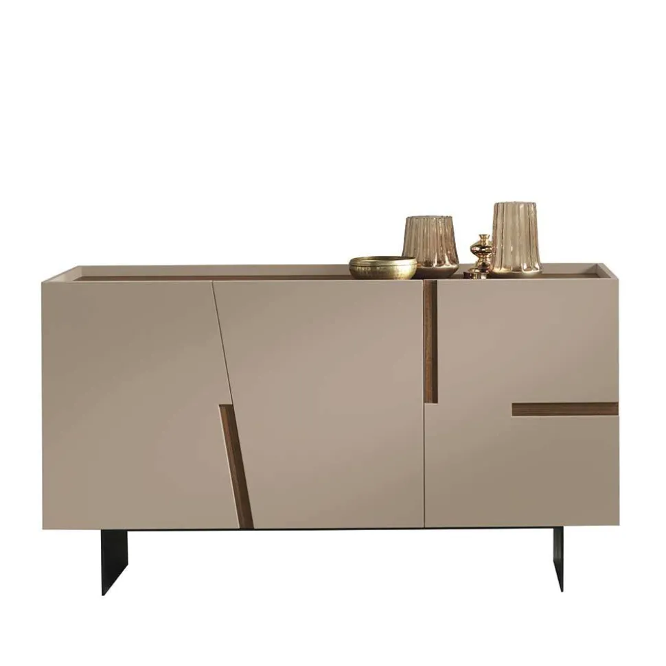 3-türiges Sidebodard in Taupe und Teak - Cadiz