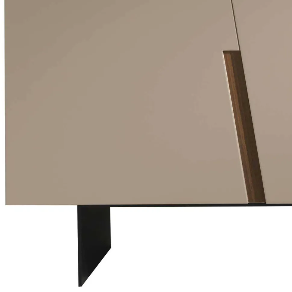 3-türiges Sidebodard in Taupe und Teak - Cadiz