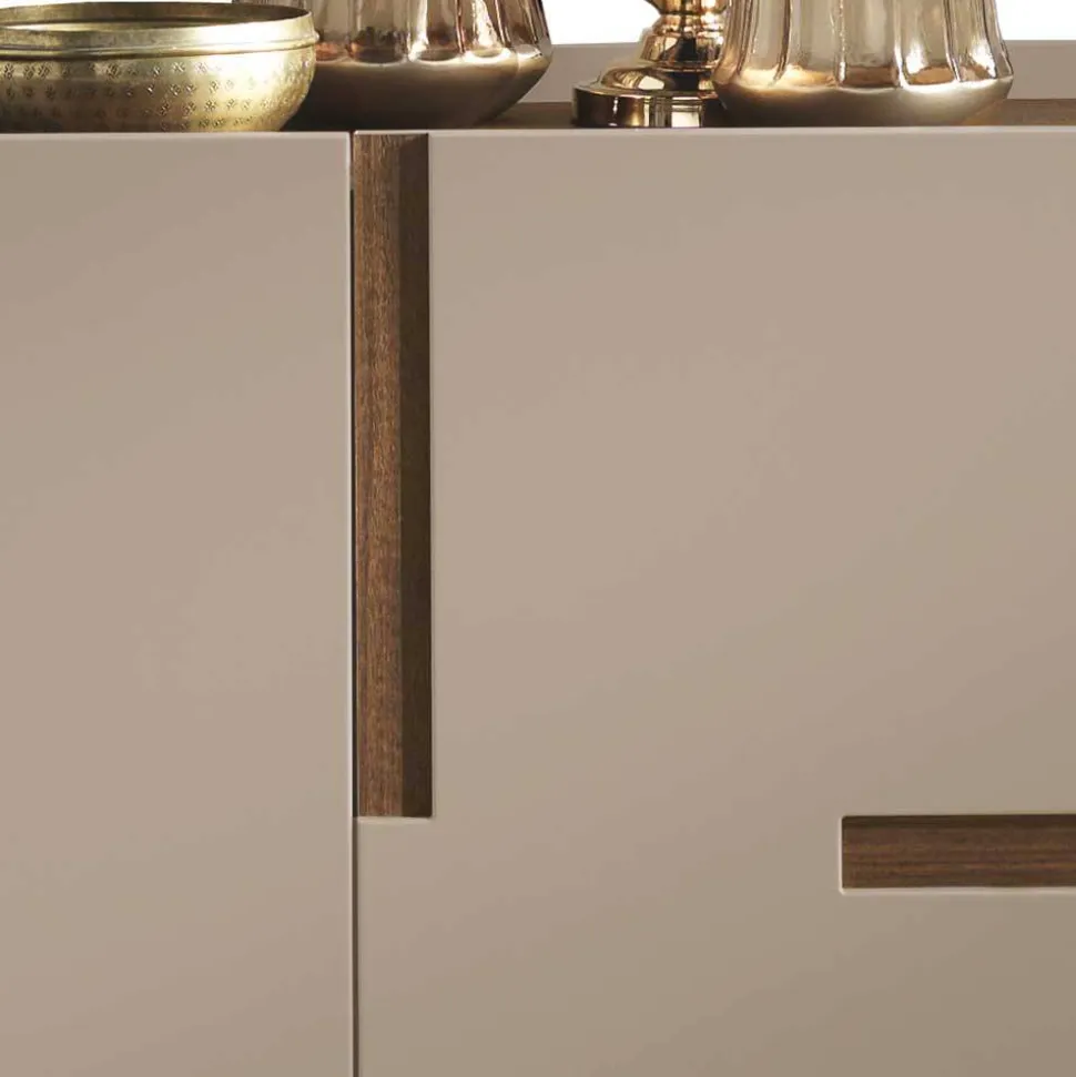 3-türiges Sidebodard in Taupe und Teak - Cadiz