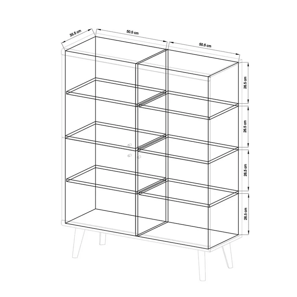 4-türiges Skandi Highboard in Weiß & Eiche - Cablos