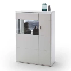 2-türiges Wohnzimmer Highboard in Weiß & Anthrazit - Hazime