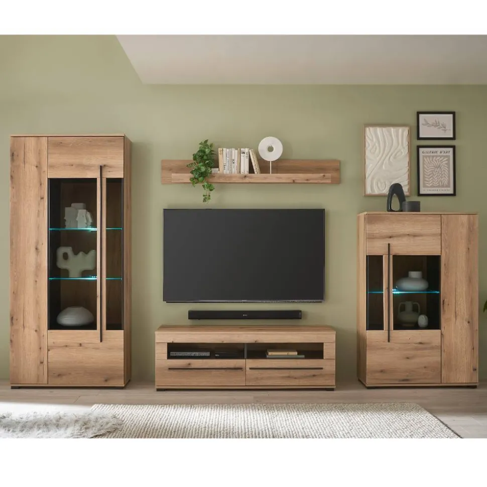 TV Anbauwand in Eiche - Brocus (vierteilig)