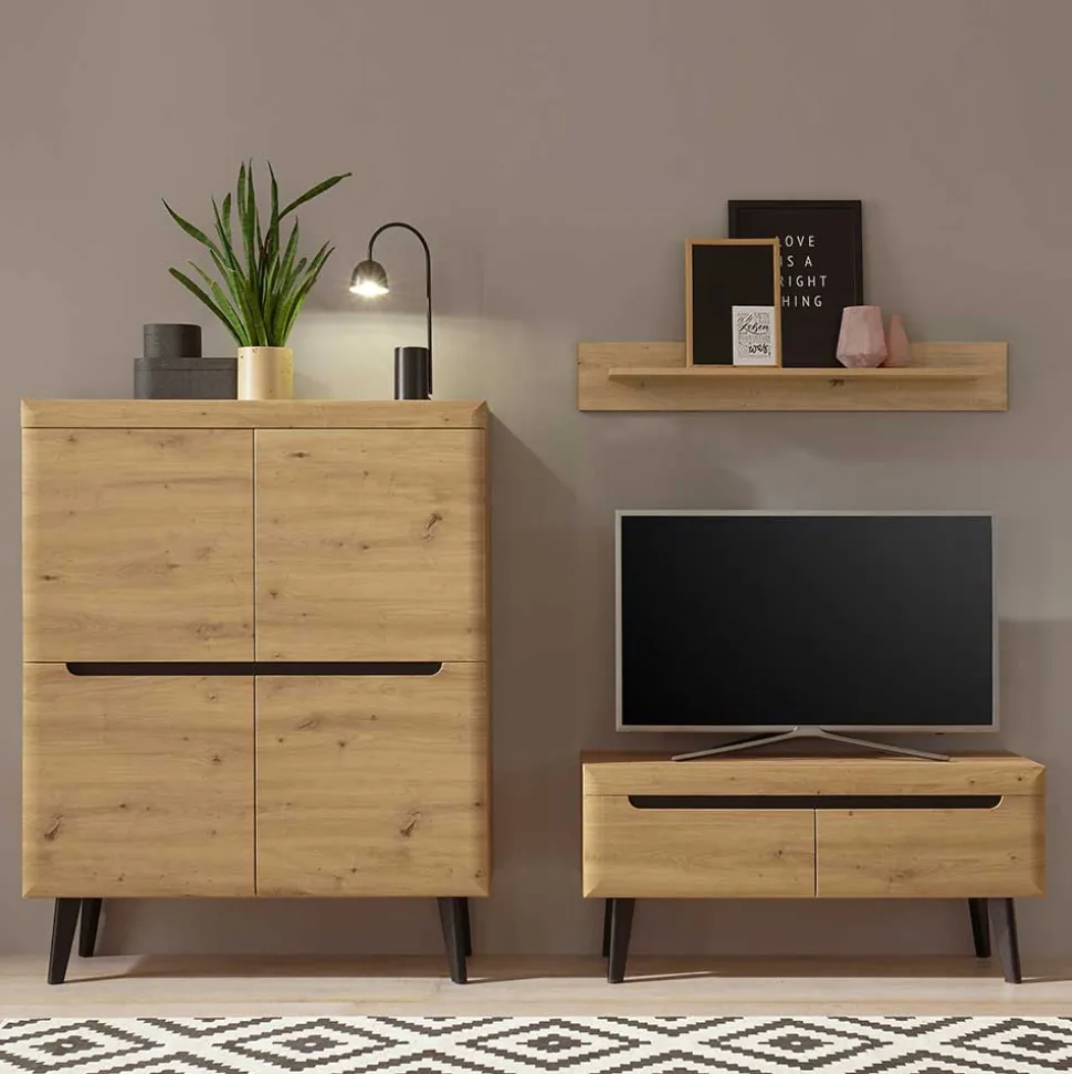 TV Anbauwand in Wildeiche Optik - Olcian (dreiteilig)