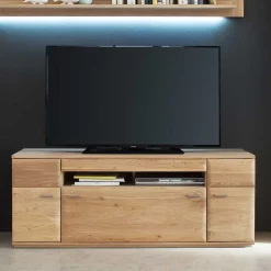 TV Bank in Eiche Bianco teilmassiv Pontros 2-türig