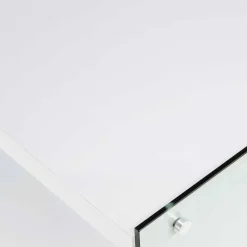 TV Bank in Weiß Hochglanz & Durchsichtig - Olbiancas