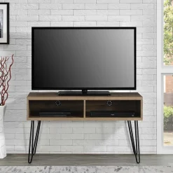 TV Board in Walnuss Optik und Schwarz - Uzyna