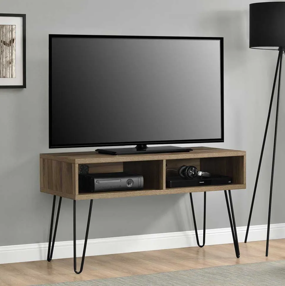 TV Board in Walnuss Optik und Schwarz - Uzyna
