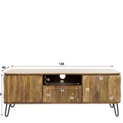 TV Design-Lowboard aus Mangobaum Massivholz - Noele