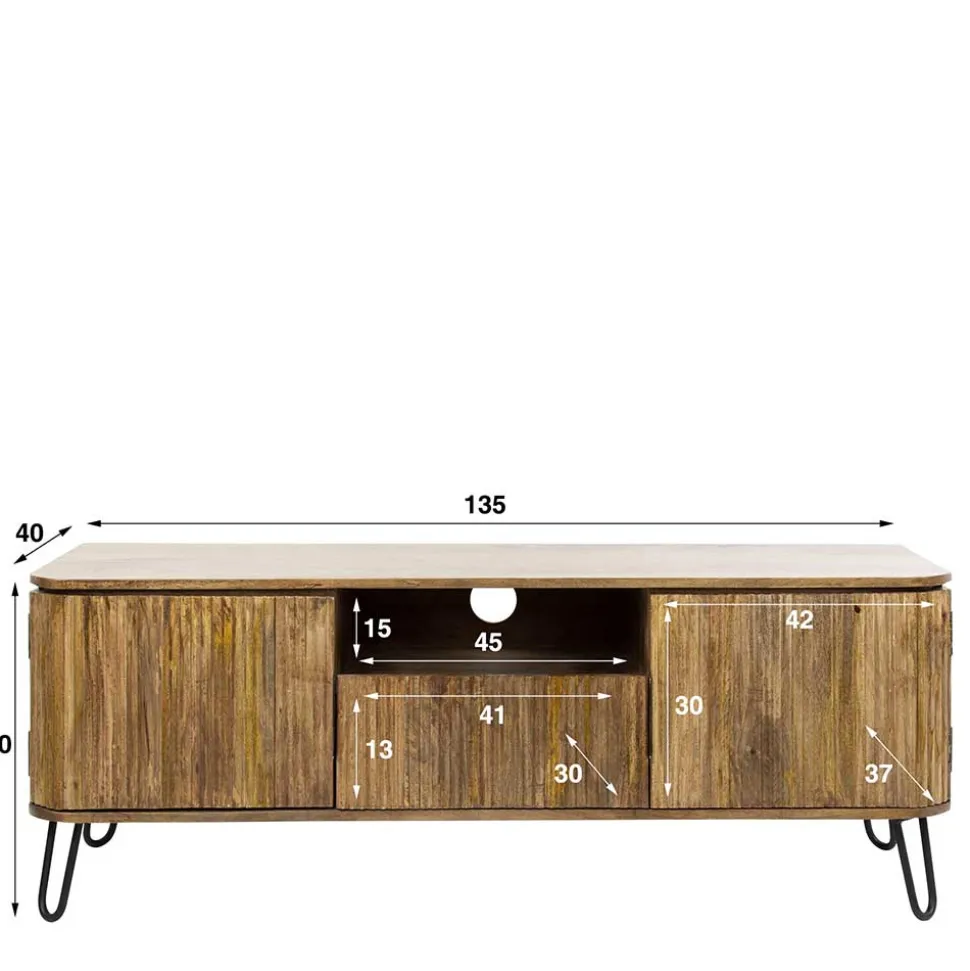 TV Design-Lowboard aus Mangobaum Massivholz - Noele