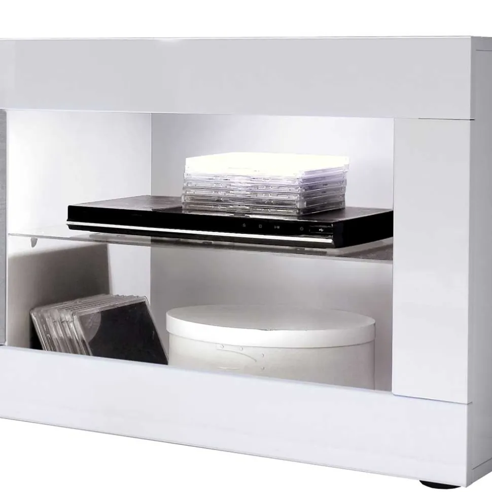 TV Element in Weiß HG mit Beton Dekor - Narandu