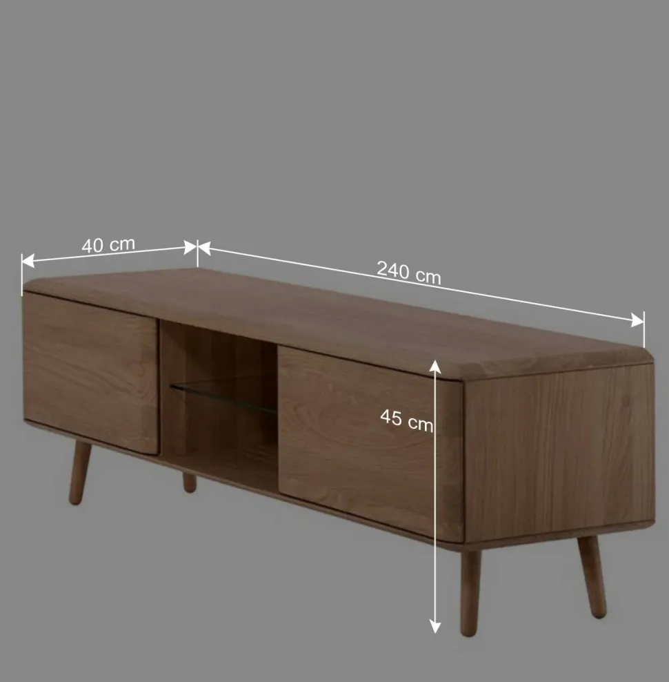 TV Kommode in Eiche Bianco massiv - Bakaras