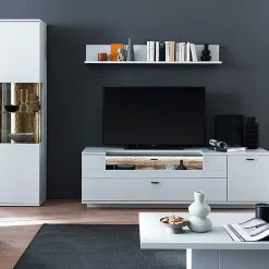 TV Lowboard & Vitrine & Wandboard Set - Apulco (dreiteilig)