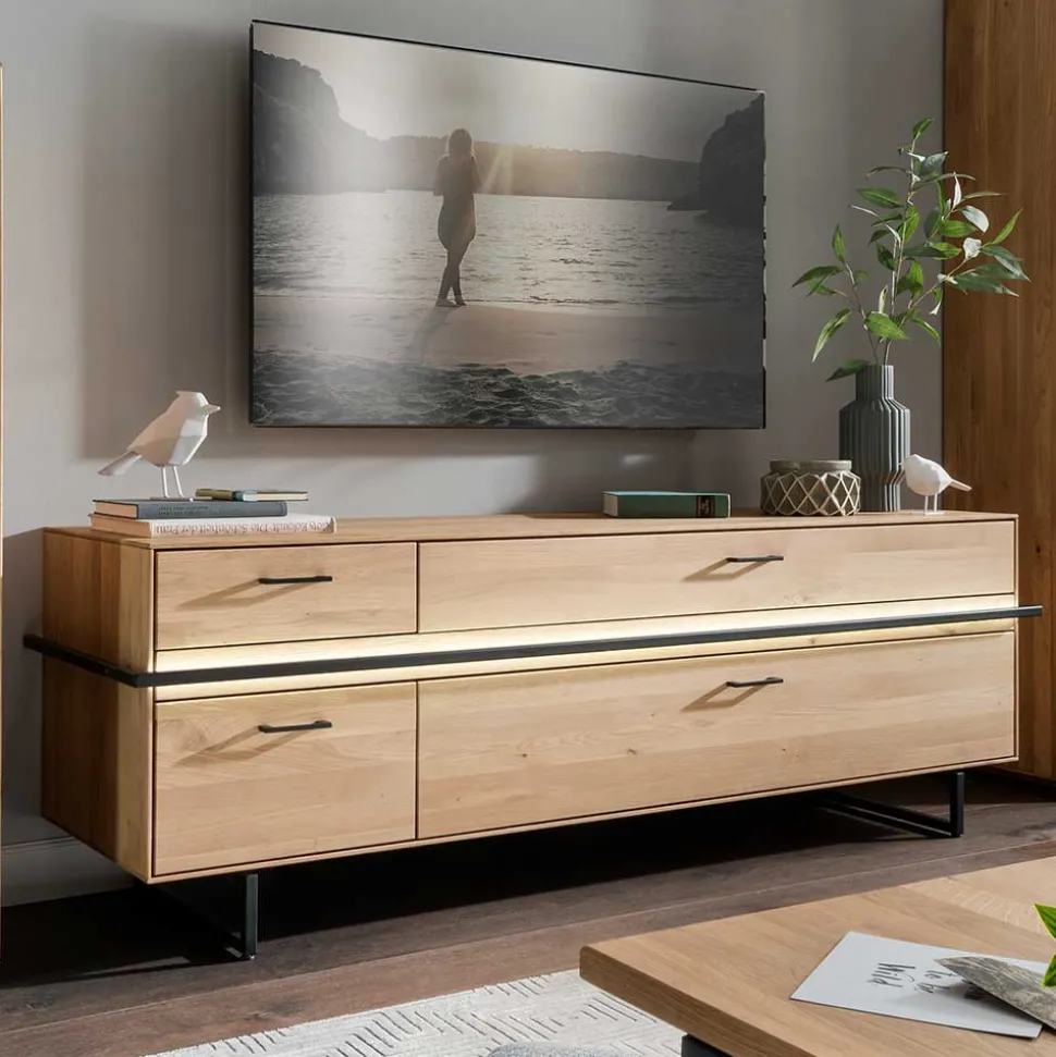 TV Lowboard aus Asteiche mit Metall - Clenza