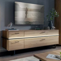 TV Lowboard aus Asteiche mit Metall - Clenza