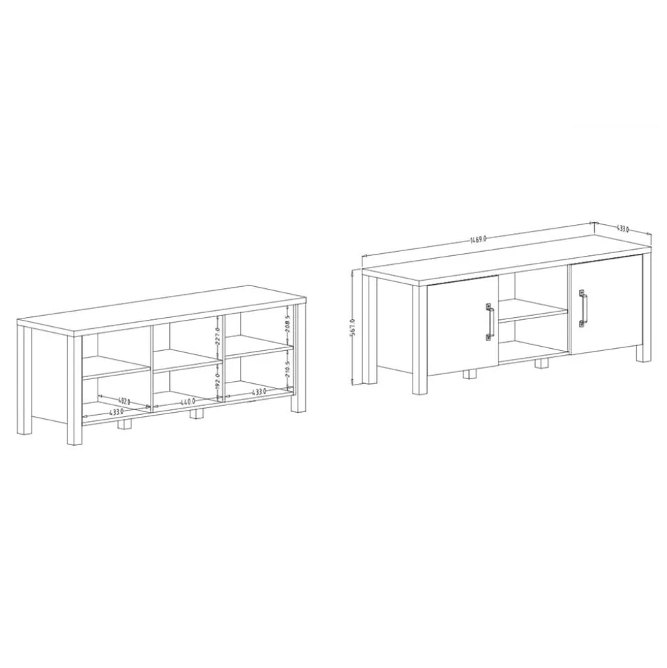 TV Lowboard in Fichte Holzoptik - Simeona