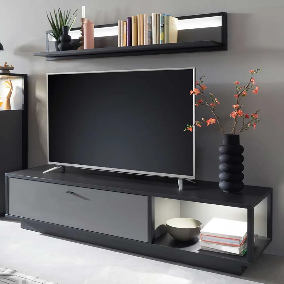 TV Lowboard in Grau & Anthrazit - Ridona
