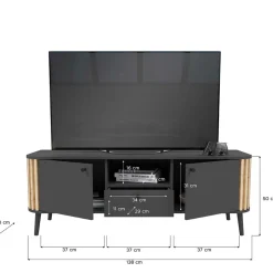 TV Lowboard in Grau und Wildeiche - Penzanca