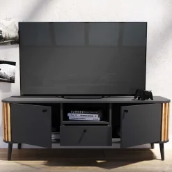 TV Lowboard in Grau und Wildeiche - Penzanca
