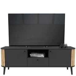 TV Lowboard in Grau und Wildeiche - Penzanca