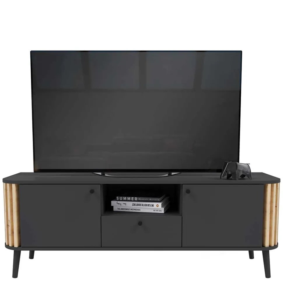 TV Lowboard in Grau und Wildeiche - Penzanca