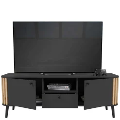 TV Lowboard in Grau und Wildeiche - Penzanca