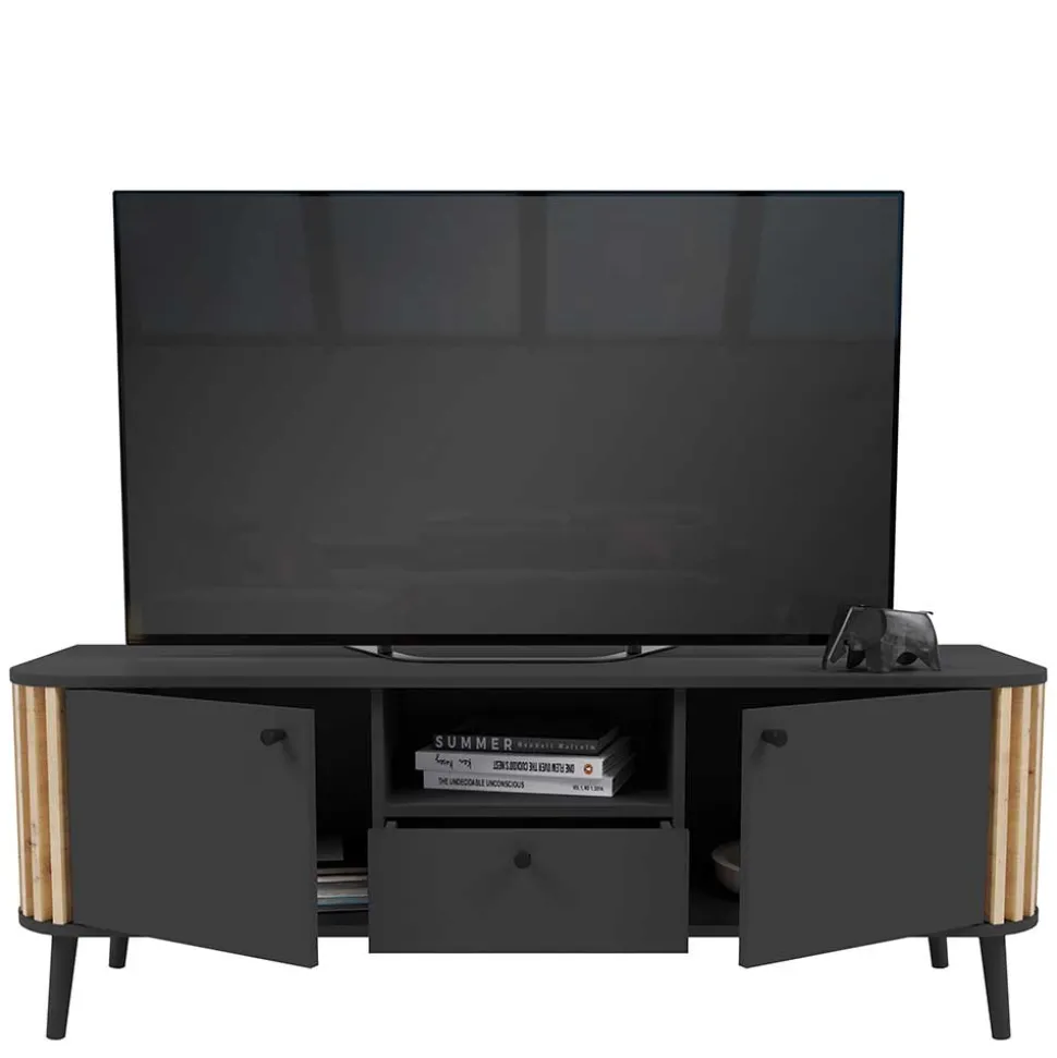 TV Lowboard in Grau und Wildeiche - Penzanca