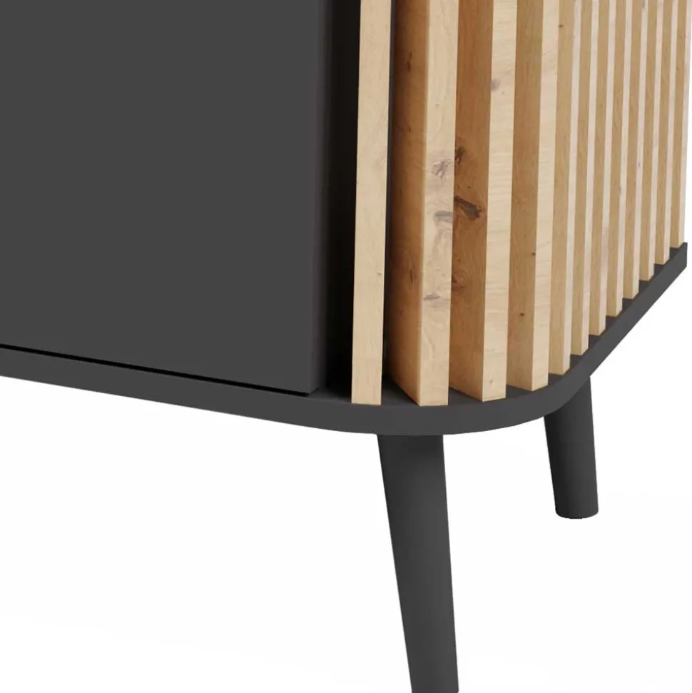 TV Lowboard in Grau und Wildeiche - Penzanca