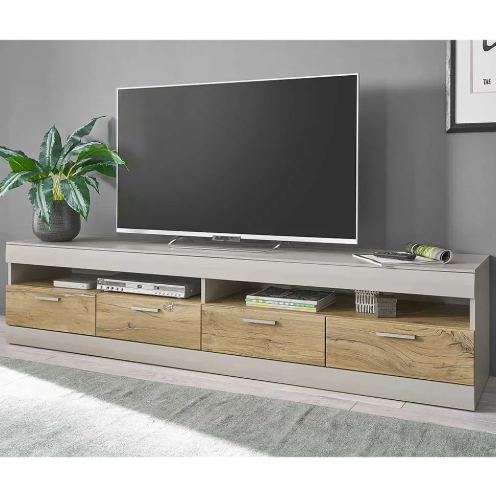TV Lowboard in Hellgrau & Zinneiche NB - Lioscas