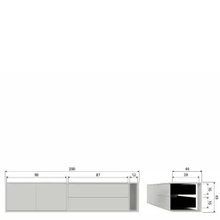 TV Lowboard in Hellgrau Kiefernholz - Prime