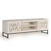 TV Lowboard in Mangoholz White Wash - Fudorus