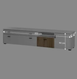 TV Lowboard in Mattweiß mit Wildeiche - Nenaloro