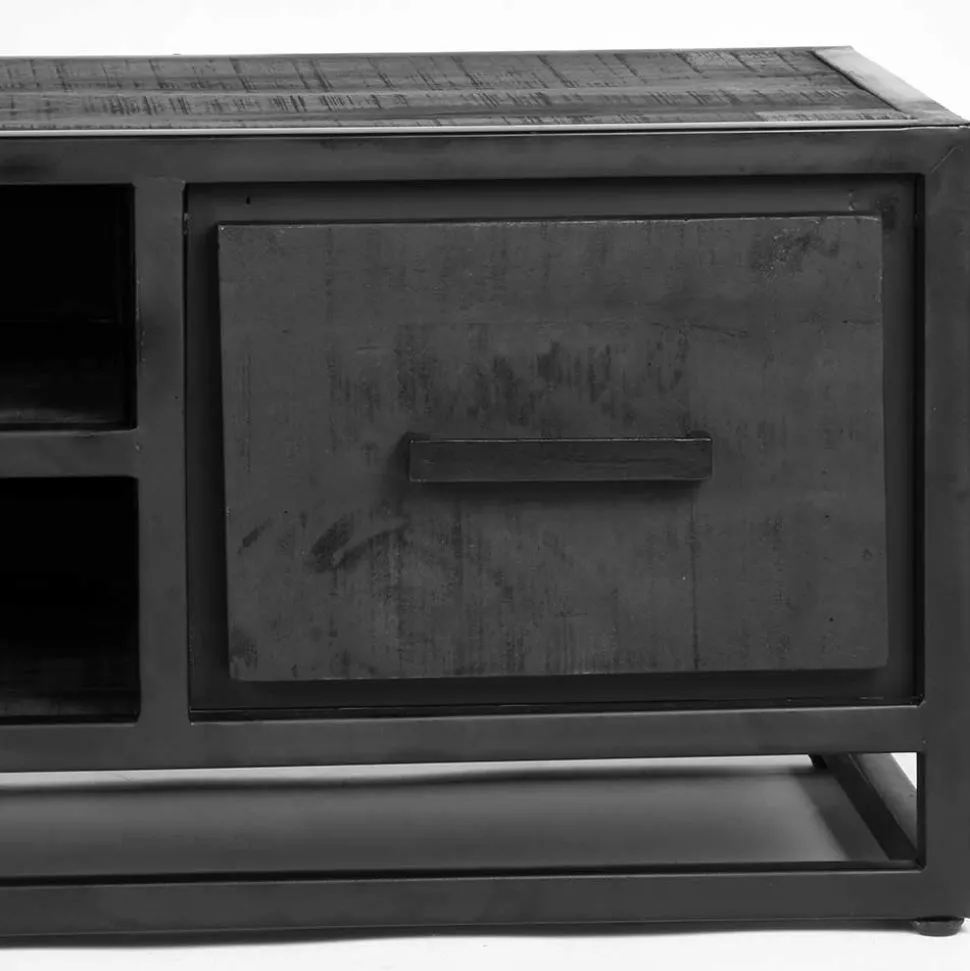 TV Lowboard in Schwarz Antik Finish - Esturado