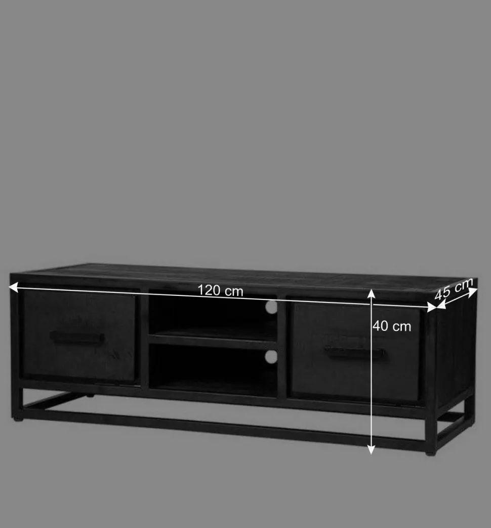 TV Lowboard in Schwarz Antik Finish - Esturado