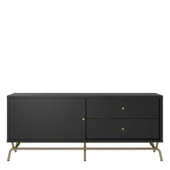 TV Lowboard in Schwarz mit Gold - Prasery