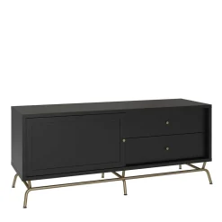 TV Lowboard in Schwarz mit Gold - Prasery