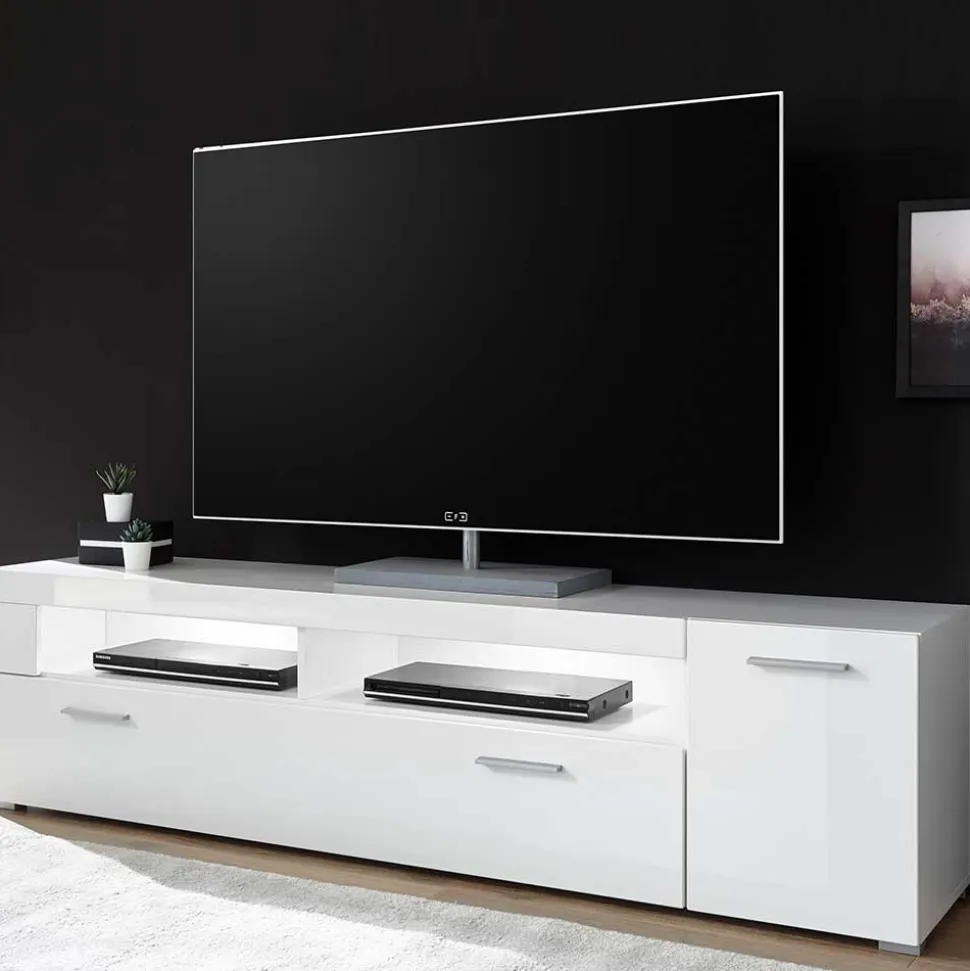 TV Lowboard in Weiß hochglänzend - Timmona