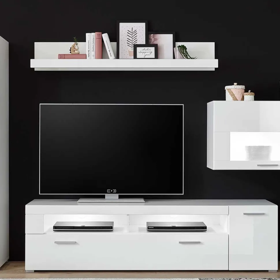 TV Lowboard in Weiß hochglänzend - Timmona