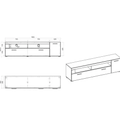 TV Lowboard in Weiß hochglänzend - Timmona