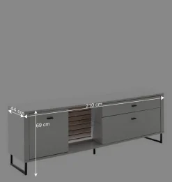 TV Lowboard in Weiß mit Wildeiche - Varzino