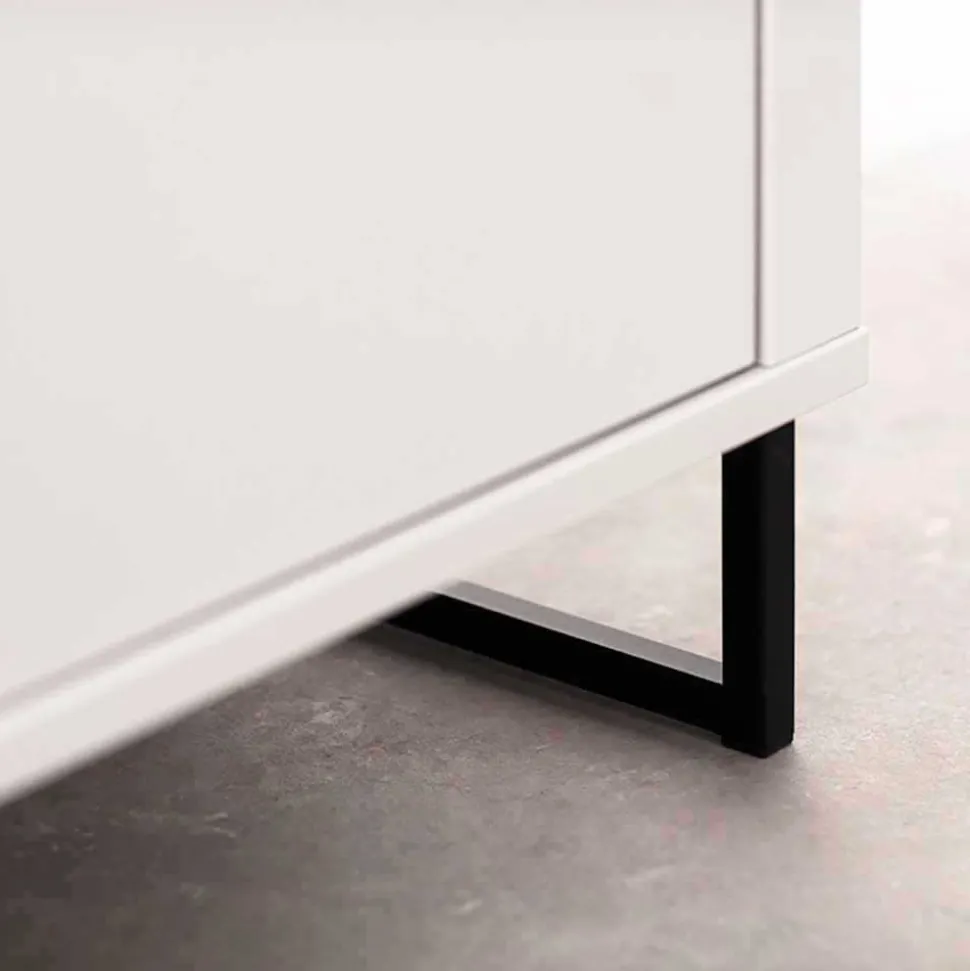TV Lowboard in Weiß mit Wildeiche - Varzino
