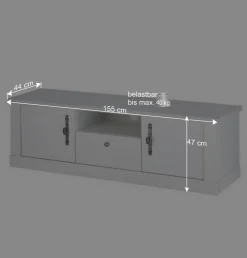 TV Lowboard in weißer Holzoptik Pinie - Liancos