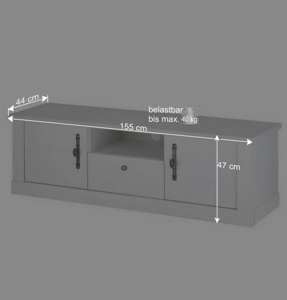 TV Lowboard in weißer Holzoptik Pinie - Liancos