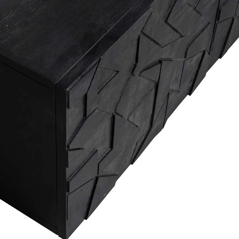 TV Lowboard mit Schnitzereien Front - Eiken